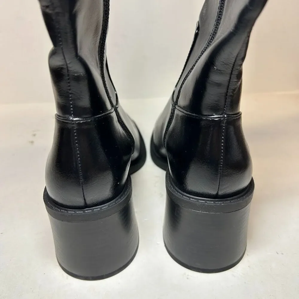 INC Womens 7 M Black Smooth Mariah Block Heel Knee High Boots DISPLAY RW6